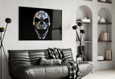 Skull panel adding editorial mood to a man cave