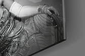 Roaring 20s panel catching window light to reveal its tonal sheen