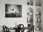 Roaring 20s glass print enhancing a dining room with cinematic drama