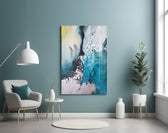 Colors of Abstraction panel adding editorial calm to a bedroom