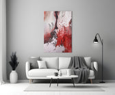 Colors of Abstraction glass wall art styled above a credenza in a hallway