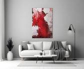 Colors of Abstraction glass wall art styled above a credenza in a living room