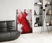 Colors of Abstraction glass print enhancing a dining room with cinematic drama