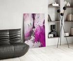 Colors of Abstraction glass print enhancing a bathroom with cinematic drama