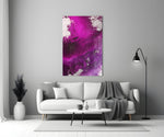 Colors of Abstraction glass wall art styled above a sofa in a living room
