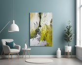 Colors of Abstraction panel adding editorial calm to a living room