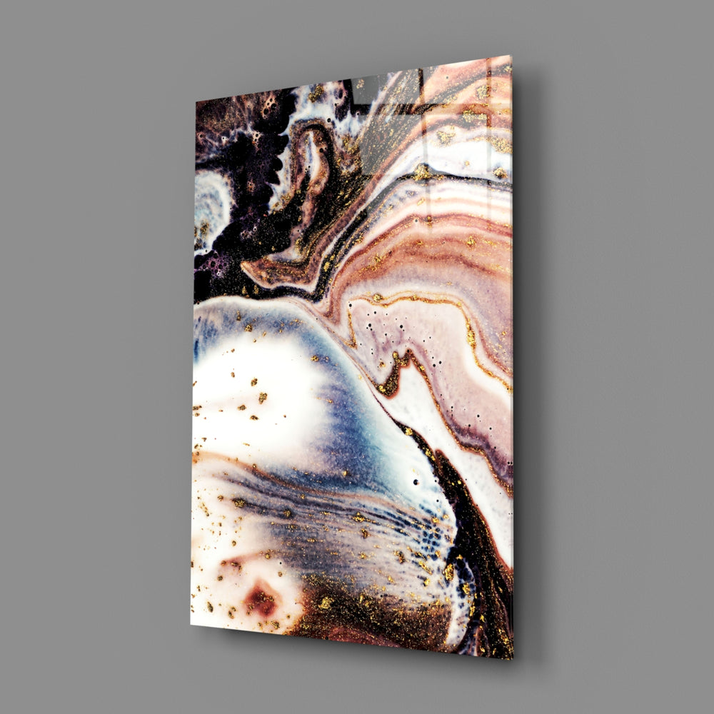 Abstract close-up showing plum and copper agate veins with gold-leaf flecks