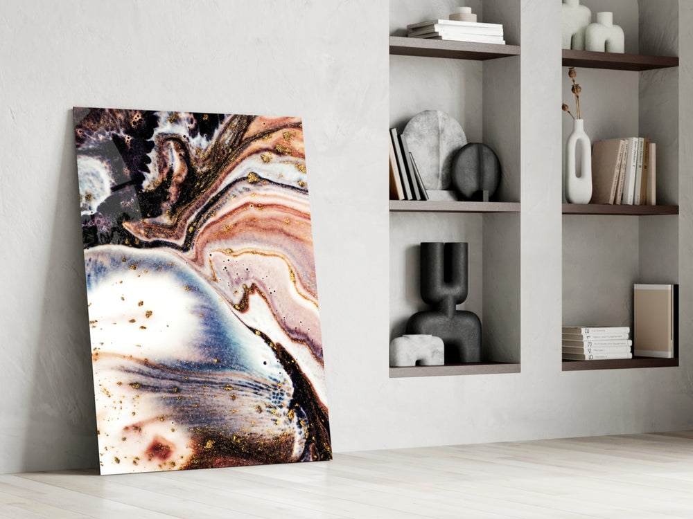 Abstract artwork anchoring a wall with luxurious mineral palette