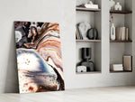 Abstract artwork anchoring a wall with luxurious mineral palette