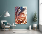 Marble panel adding editorial mood to a bedroom