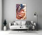 Marble glass wall art styled in a living room