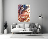 Marble glass wall art styled in a living room