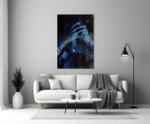 Deep Thought glass wall art styled in a bedroom