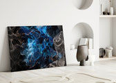 Energy glass wall art styled above a sofa in a gaming room