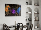 Energy glass print enhancing an office with cinematic drama