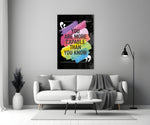You Are More Capable glass wall art styled above a bench in a kids room