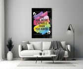 You Are More Capable glass wall art styled above a bench in a kids room