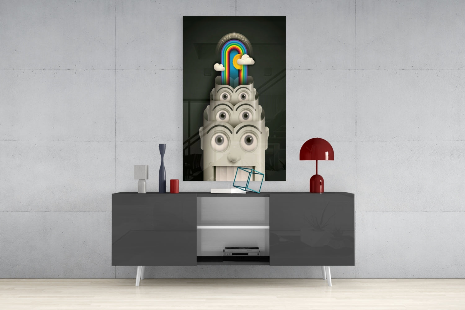 Rainbow Machine Glass Wall Art.