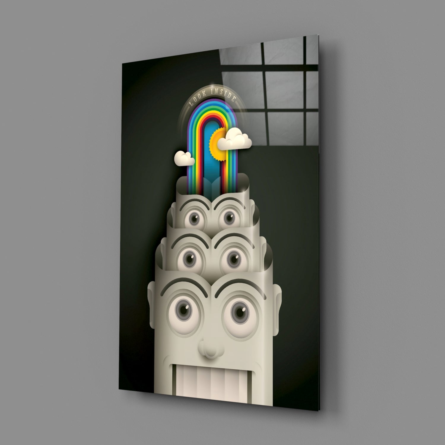 Rainbow Machine Glass Wall Art.