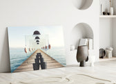Loop glass wall art styled in a living room