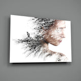 Woman Bird Glass Wall Art.