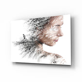 Double-exposure-monochrome panel bringing serene calm to a contemporary lounge