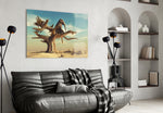 Thinking Elephant panel adding editorial wonder to a living room