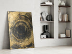 Abstract Loop artwork anchoring a wall with luxurious dramatic palette