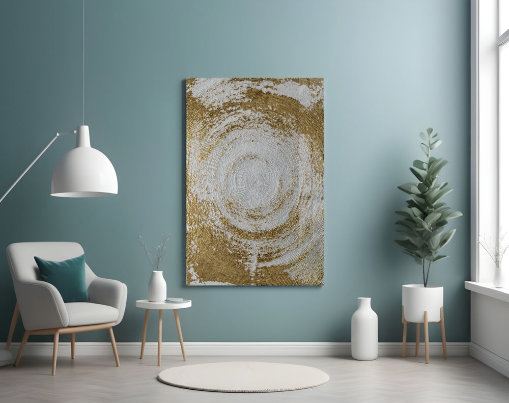 Abstract Loop panel adding editorial calm to a hallway