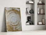 Abstract Loop artwork anchoring a wall with serene luxe palette