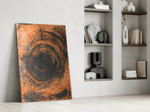 Abstract Loop artwork anchoring a wall with luxurious dramatic palette