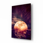Cosmic-fantasy panel bringing dreamy warmth to a contemporary bedroom