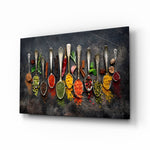 Culinary-still-life panel bringing warm drama to a contemporary kitchen