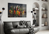Spices panel adding editorial mood to a dining room