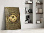 Abstract Loop artwork anchoring a wall with luxurious dramatic palette