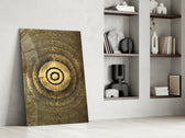 Abstract Loop artwork anchoring a wall with luxurious dramatic palette