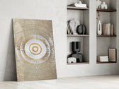 Abstract Loop artwork anchoring a wall with serene luxe palette