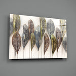 Feathers close-up showing repoussé copper bronze and silver metal leaves