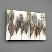 Feathers close-up showing repoussé copper bronze and silver metal leaves