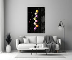 Macarons glass wall art styled in a kitchen