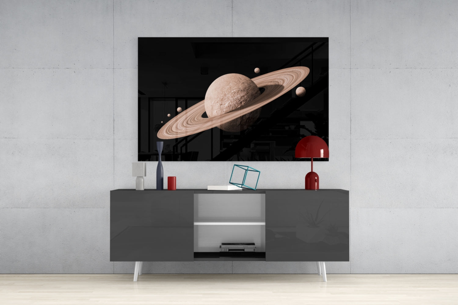 Saturn Glass Wall Art.