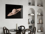 Saturn glass print enhancing an office with cinematic drama