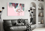 Flamingo panel adding editorial mood to a kids room