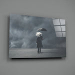 Storm in Thoughts close-up showing cloud-headed figure under umbrella