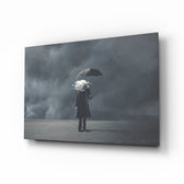 Surreal-Magritte panel bringing contemplative calm to a contemporary study