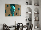 Sculpture glass print enhancing an office with cinematic drama