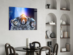 Space Team glass print enhancing a living room with cinematic whimsy