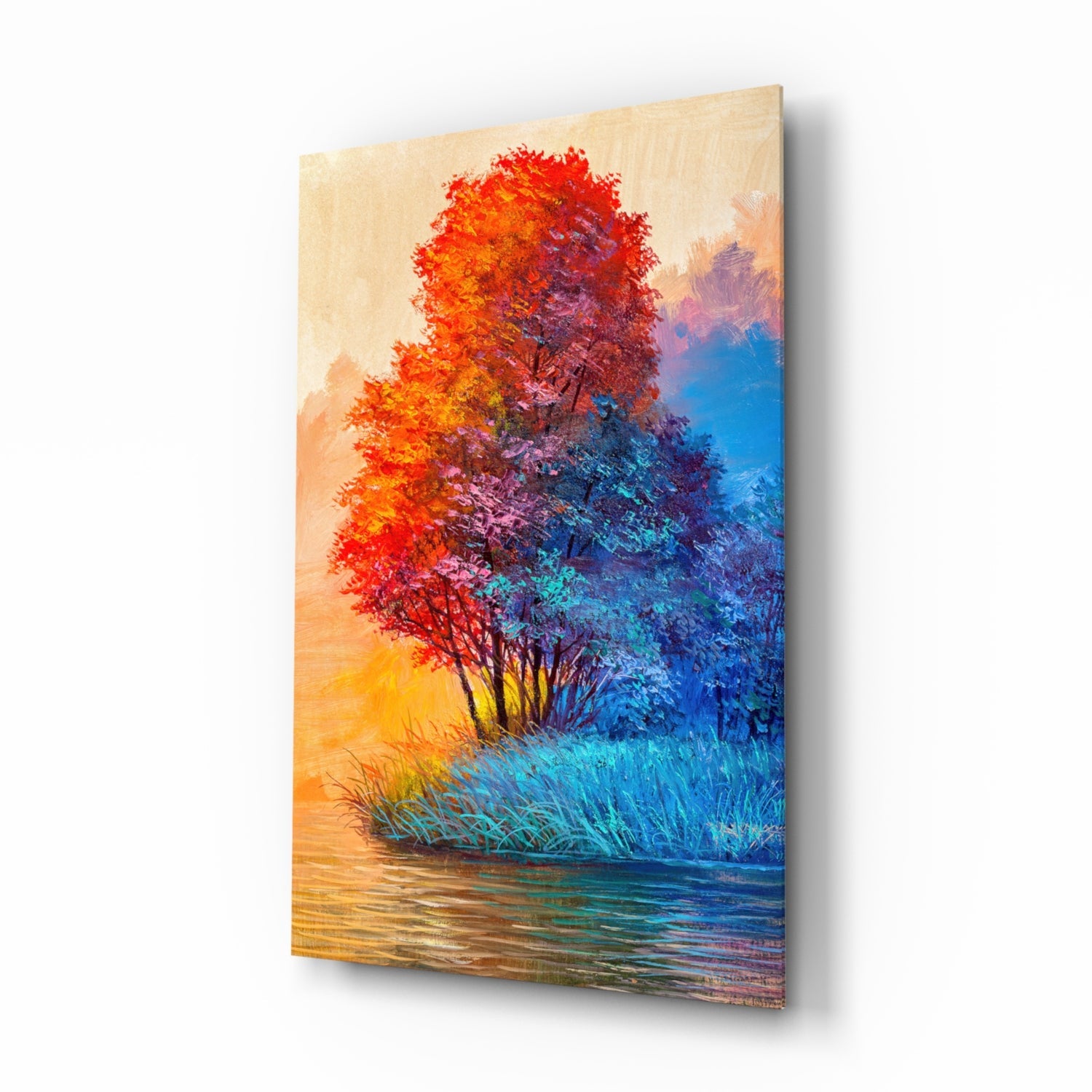 Red Tree Glass Wall Art.
