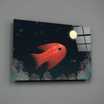 Fish close-up showing coral goldfish under moonlit coral reef