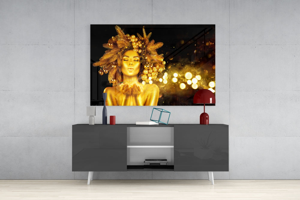 Gold Woman Glass Wall Art.